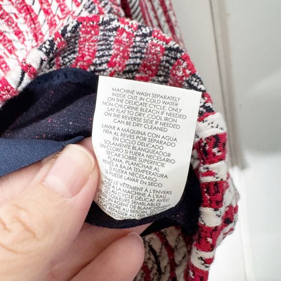 CABi Red Patchwork Tweed Blazer #6028 Double Breasted Anchor Buttons Nautical S - Picture 11 of 14